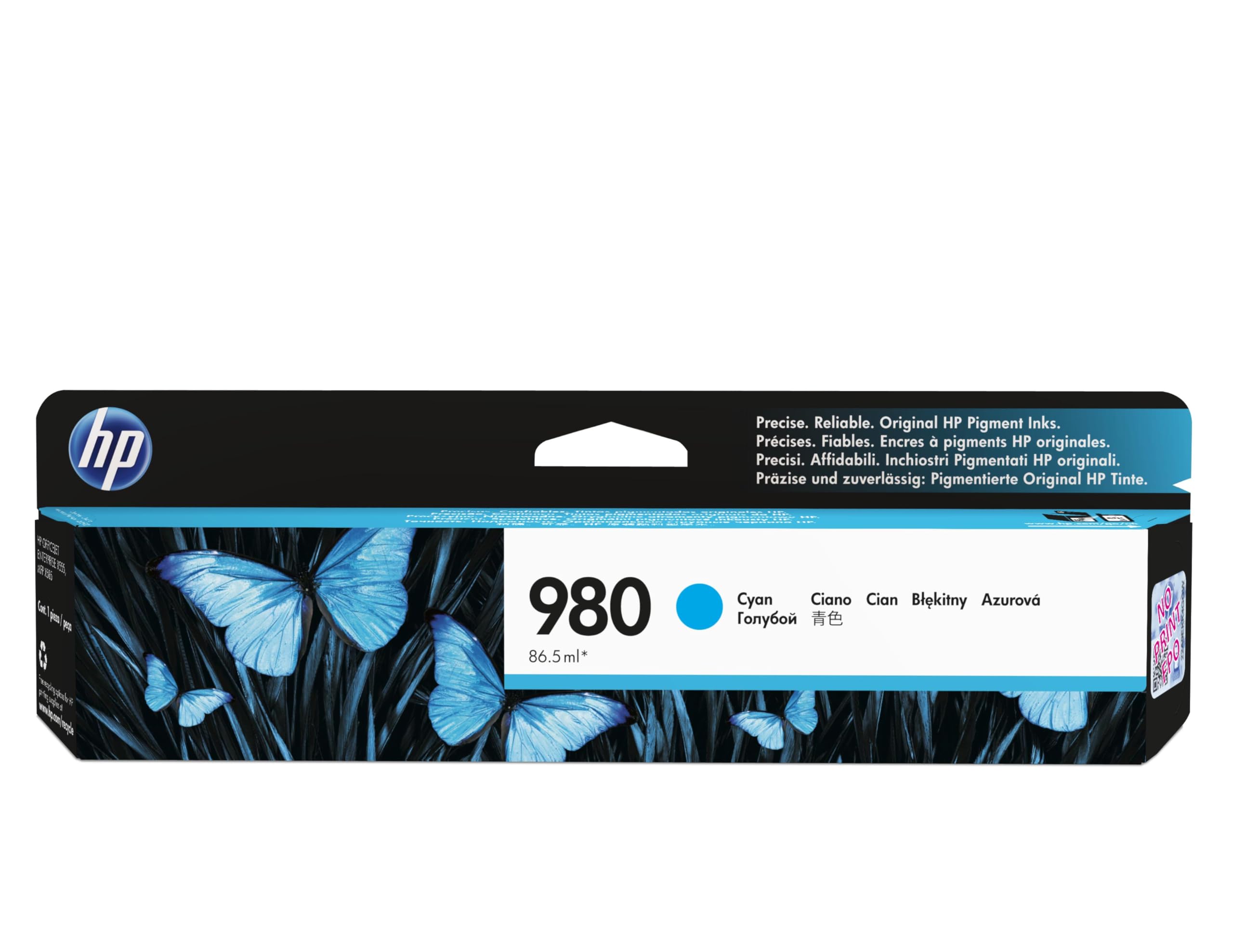 HP D8J07A Original Tintenpatrone 980A, 6600 Seiten, 1-er Pack, cyan