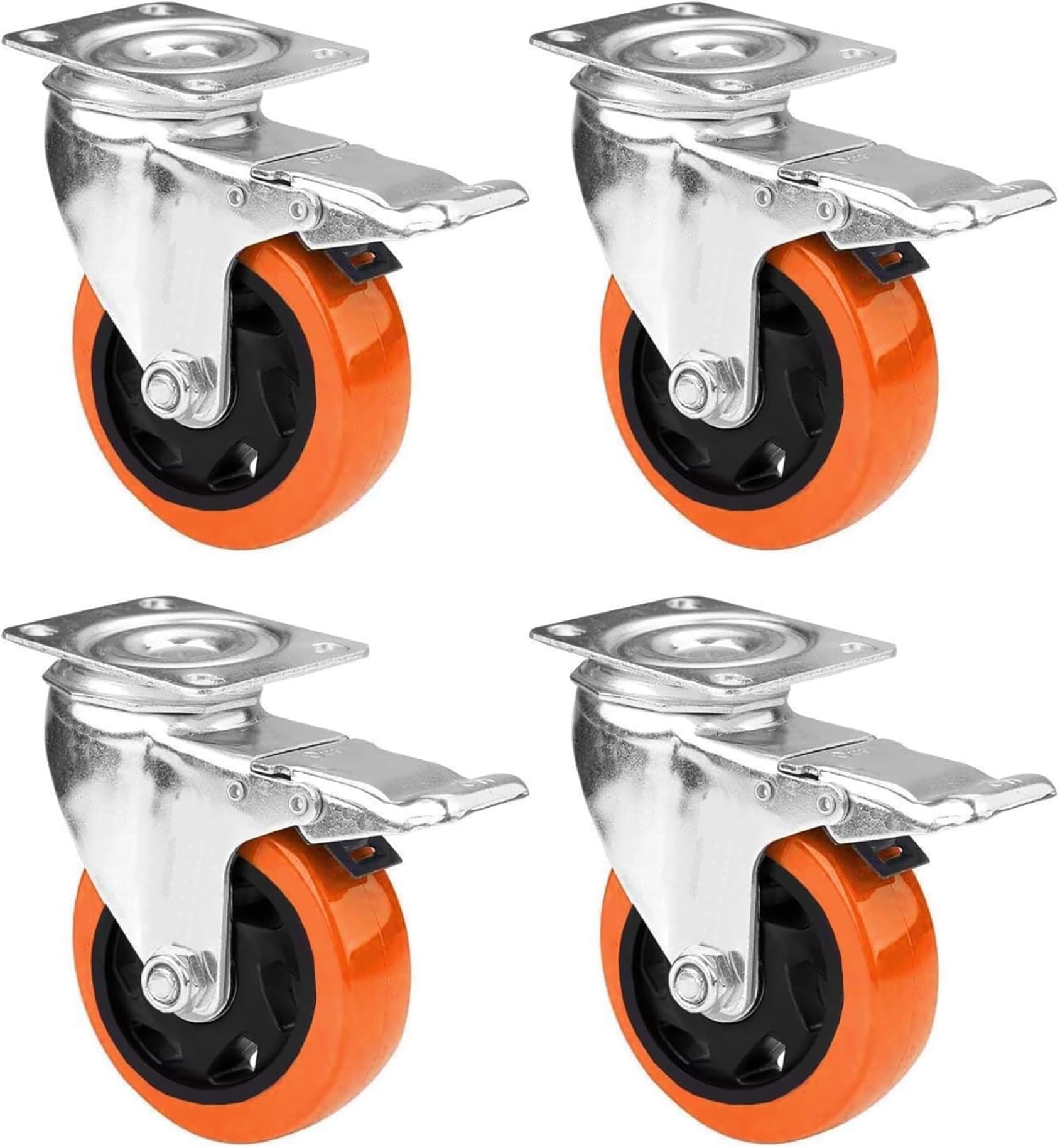 - Krevia 4 inches Caster Shopping Trolley and Cart Wheels | Heavy Duty Weight Bearer ball bearing Roller Friction Free Smooth Table wheels | Wooden Chair Wheels | with Wheel With Break (Set of 4)