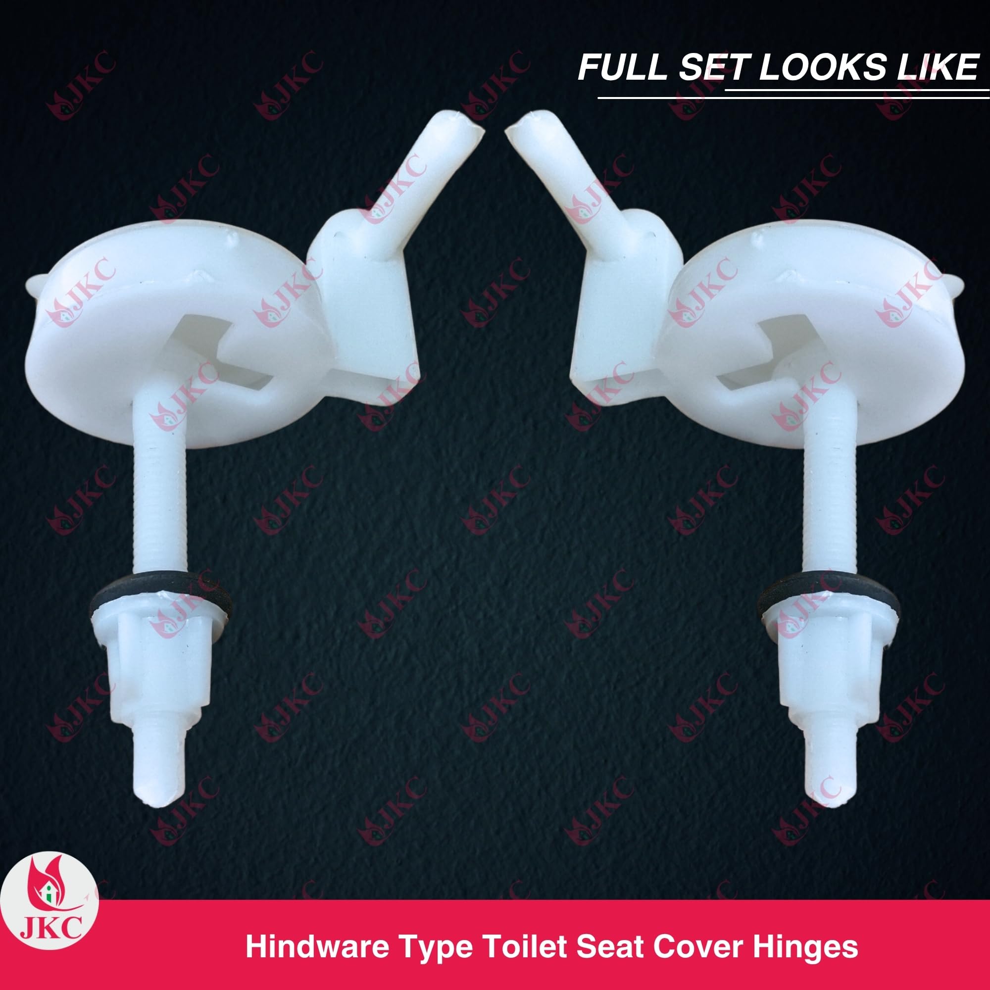 JKC Plastic White Commode Seat Cover Hinges, Toilet Seat Screw Compatible with Hindwar Toilet Seat Cover Hinges - 1 Pair (Left & Right) 1