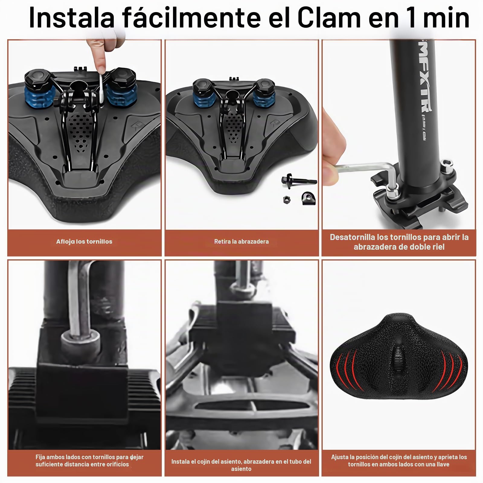 Asiento de Bicicleta de Gran tamaño Mejorado para Hombres y Mujeres, cojín de Asiento de Bicicleta Extra Ancho sin Nariz, Impermeable, cómodo sillín de Bicicleta de Espuma viscoelástica, Apto para
