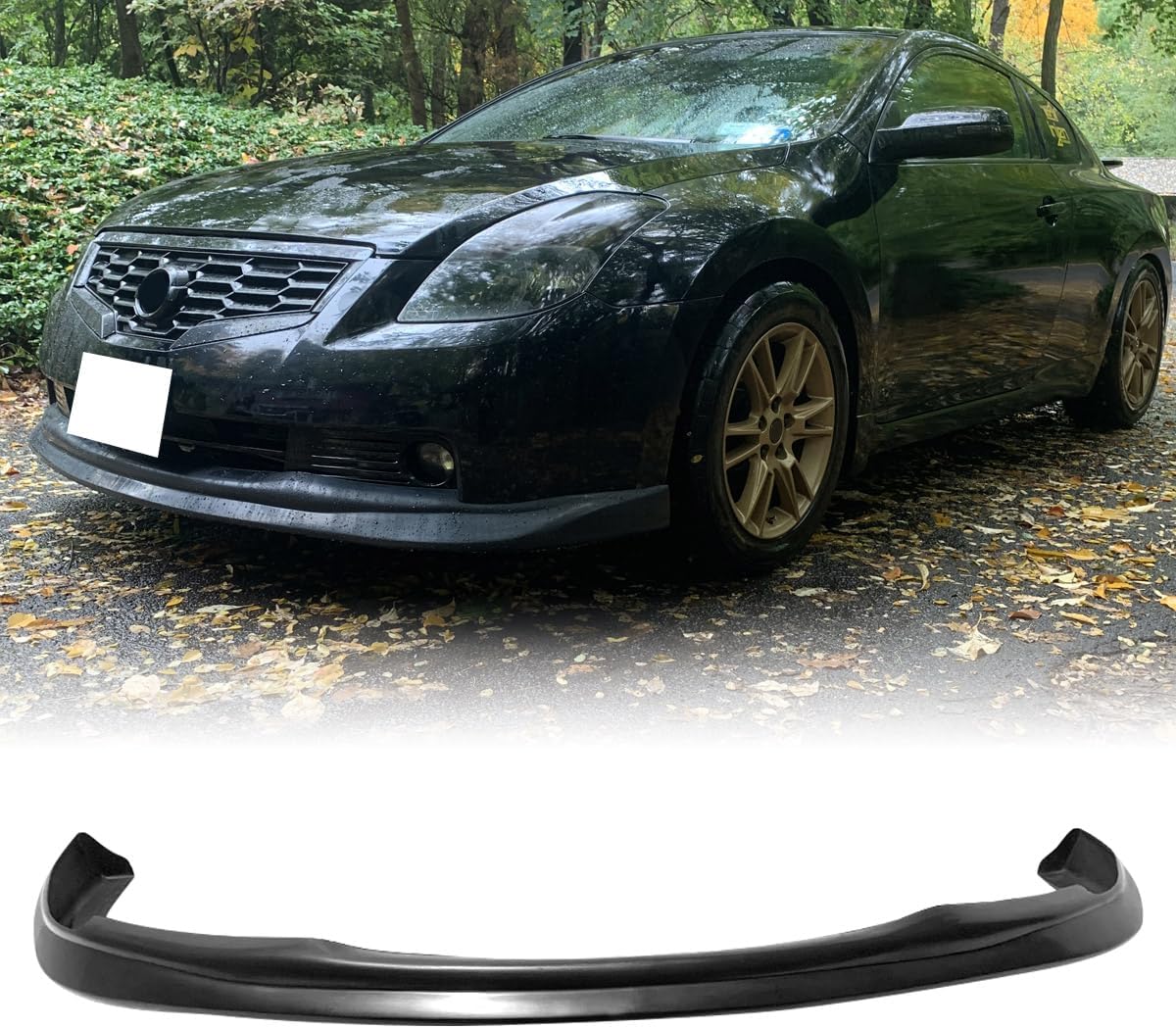 Front Bumper Lip Chin Spoiler, Compatible with 2007-2009 Nissan Altima Coupe, MDP Style Flexible Polyurethane(PU) Front Lower Splitter Protector, Unpainted Black, 1PC
