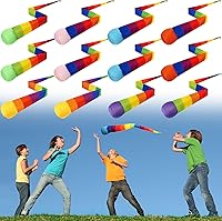 Leyndo 12-Pack 28-Inch Rainbow Tail Throw & Catch Comet Balls - Soft Playground Toys for Kids Adults Family Games