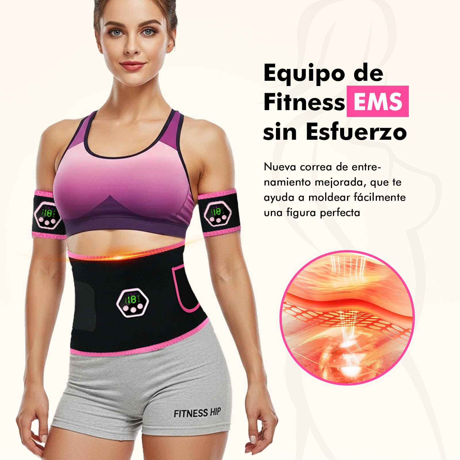 Electroestimulador Muscular - EMS Estimulador Muscular Abdominal, 6 Modos y 19 Intensidades, Tactical Electroestimulador Cuerpo Completo AB/Brazo/Pierna/Gluteos