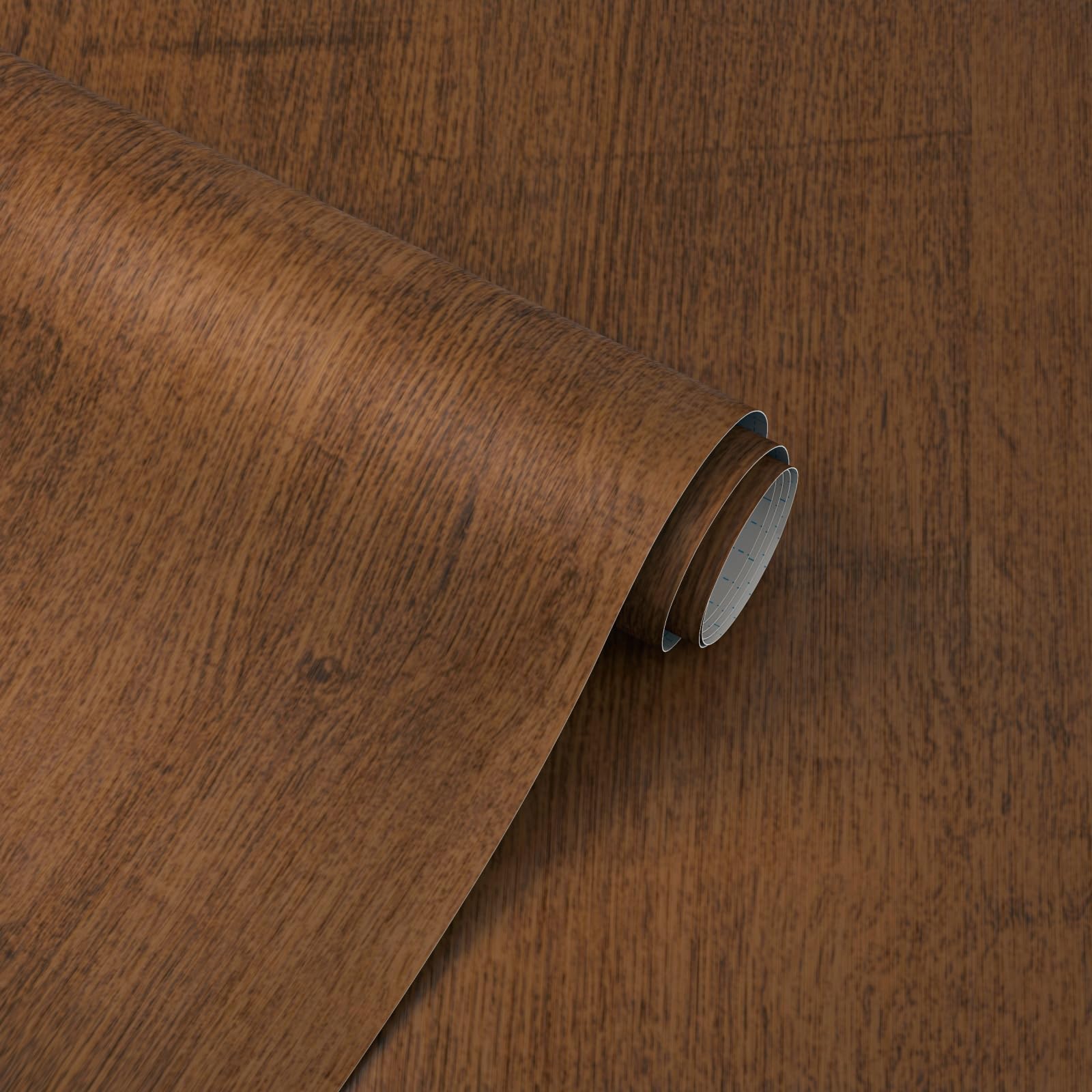 Timeet Wood Effect Vinyl Wrap Self Adhesive Wallpaper Brown Peel and Stick Wallpaper 44cm x 3m Waterproof Wood Grain Contact Paper Furniture Sticker Removable for Bedroom Living Room Cabinet — image 1