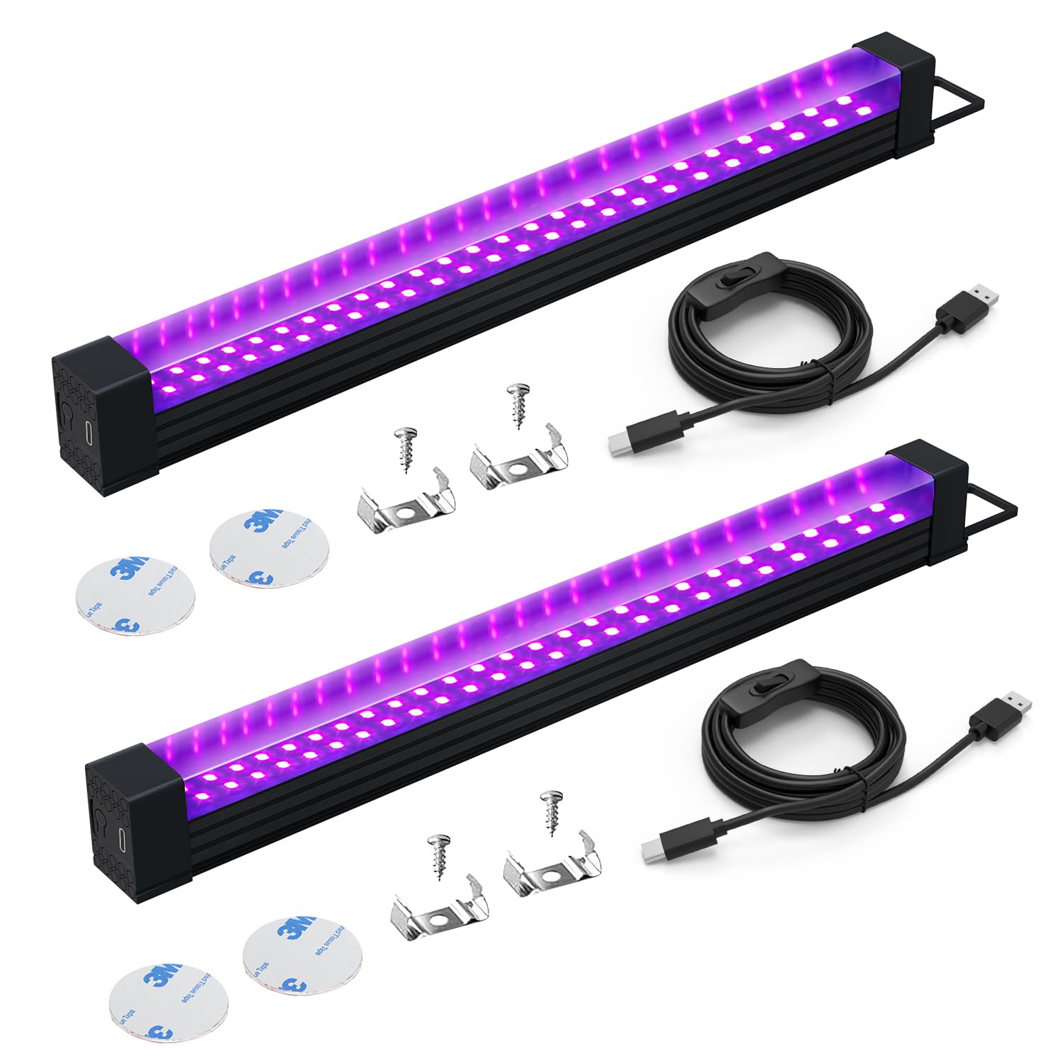 Rurka UV czarne światło 10W 2 szt., 31cm pasek LED czarne światło, lampa czarne światło Blacklight, do dyskoteki, imprezy Glow, dekoracji Halloween, oświetlenia scenicznego, akcesoriów imprezowych