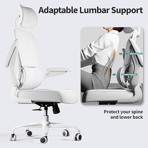 Miniatura 6 de TRALT Silla de oficina ergonómica, silla de escritorio de malla para el hogar de 330 libras, sillas de escritorio de oficina con ruedas, cómoda