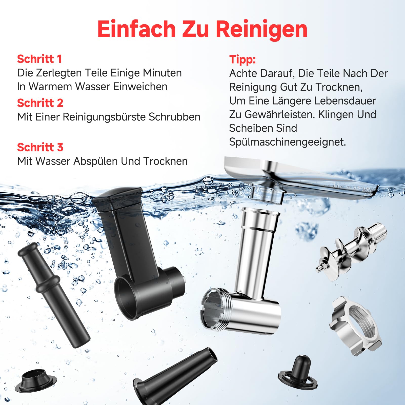 AAOBOSI Elektrischer Fleischwolf [3000W Max] mit LED-Anzeige, 9 Geschwindigkeitsstufen, Edelstahl-Schneideaufsatz, Wurstfüller & Kibbe-Maker, Integrierter Aufbewahrungsbehälter, Für den Heimgebrauch