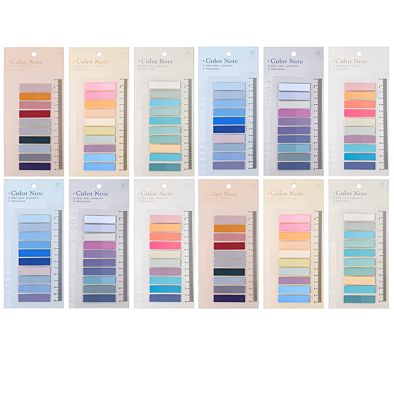 CNMTCCO Index Tabs with Ruler, 2400 Pieces Sticky Tabs Book Tabs Writable and Repositionable File Tabs Flags, Morandi Colored Note Page Marker for Reading Notes, Books, Classify Files (2400)