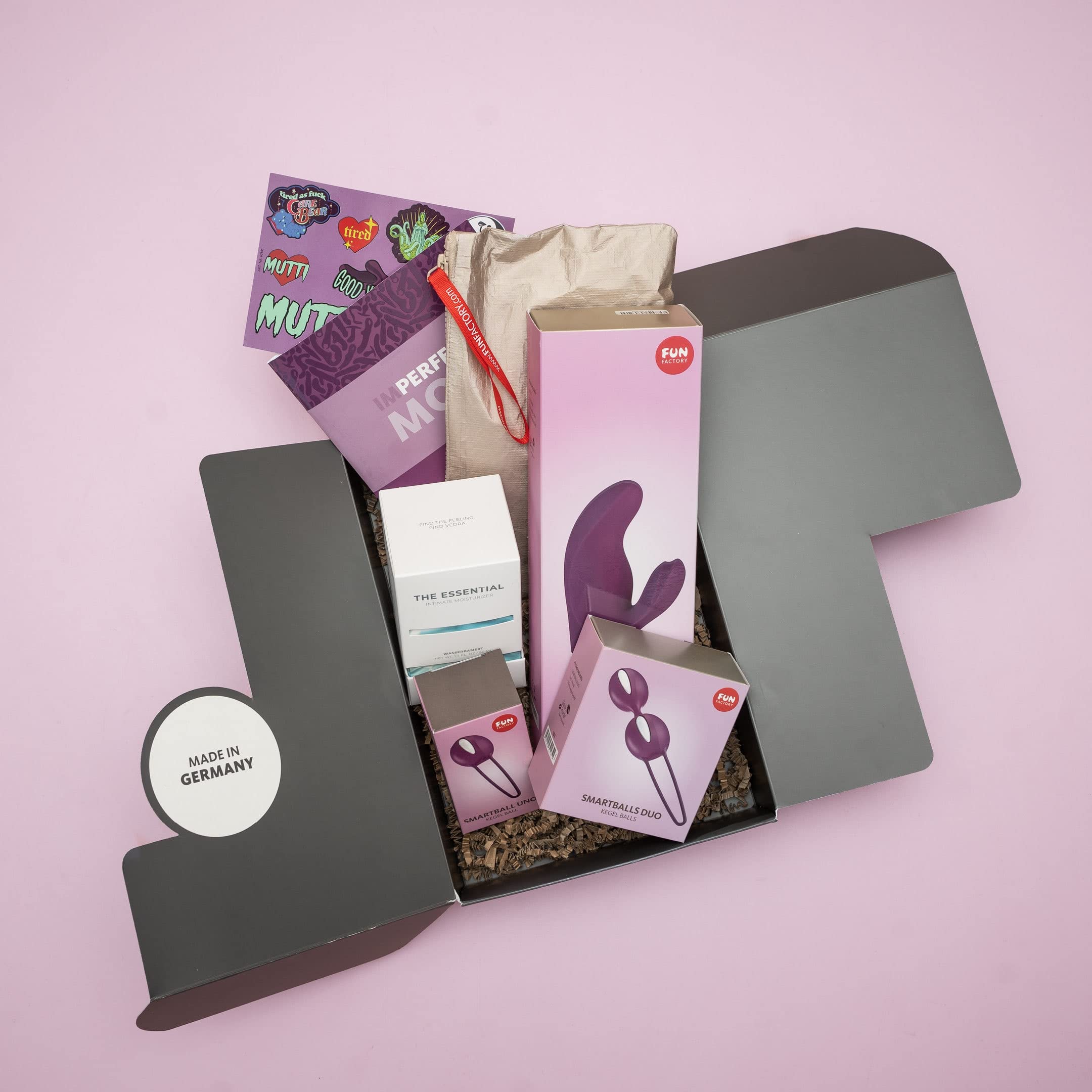 FUN FACTORY (IM) PERFECT MOM SET: Die perfekte Box fr Schwangere & neue  Mamas  mit Rabbit Vibrator MISS BI, Beckenbodentrainer SMARTBALLS UNO &  DUO, Booklet und Zubehr : Amazon.de: Baby