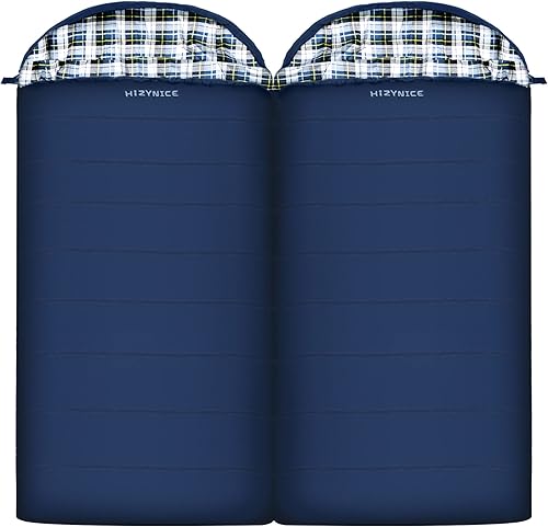 Miniatura 5 de Saco de dormir de 0 grados 100% franela de algodón XXL para adultos grandes y altos, clima frío, invierno, campamento de cero grados, saco de