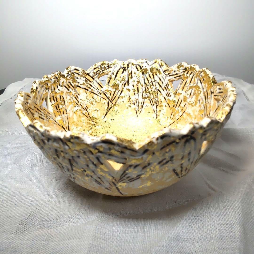 a820 萩焼 瓢唐草 福寿重鉢 堀之内宗完箱書 田原陶兵衛 木箱 菓子器茶道