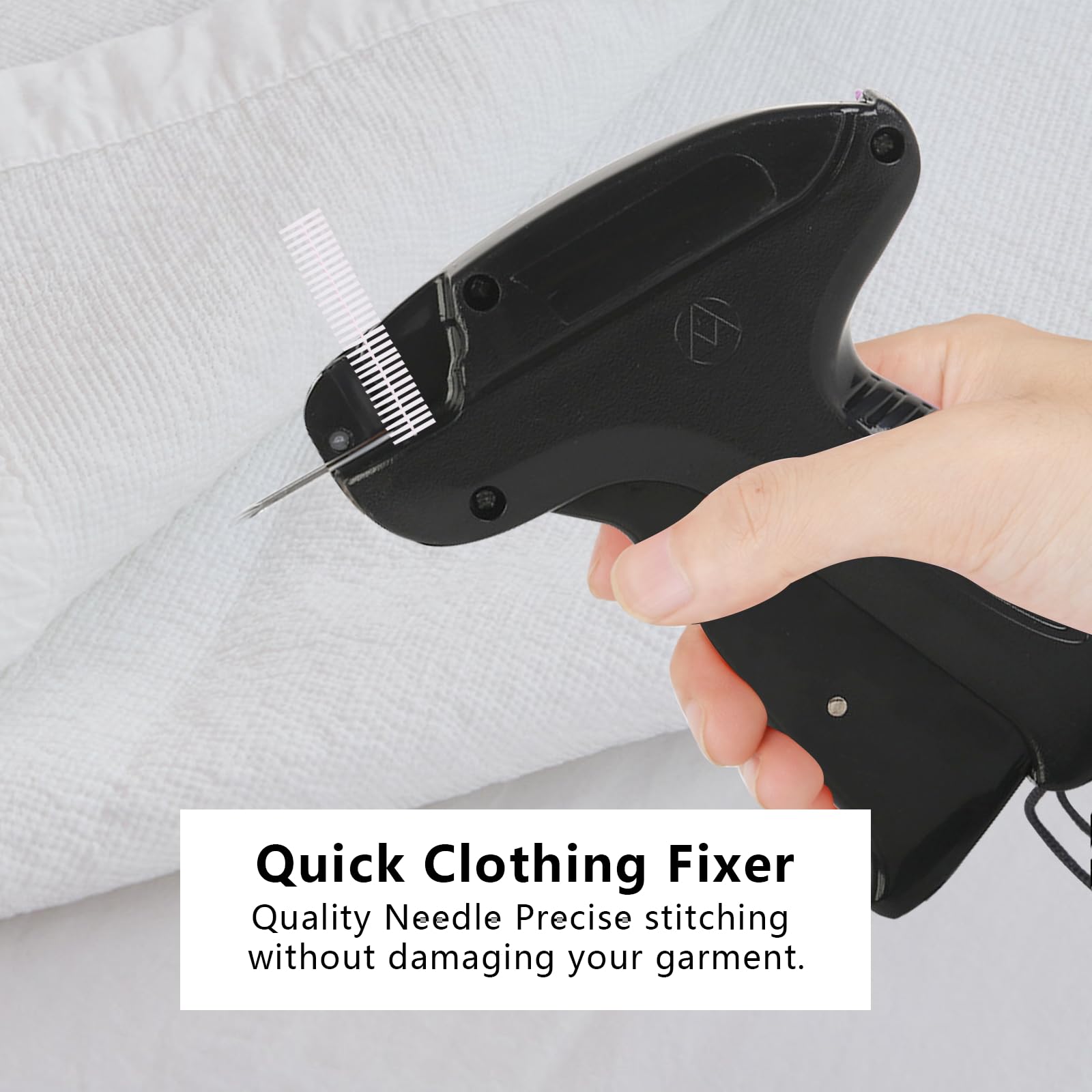 Stitchy Quick Clothing Fixer Micro Stitch Gun for Clothes Quick Tagging Gun for Clothing Sewing Machine Micro Stitchy Small Stitching Gun with 1000 Fasteners & 5 Needles(Black) - Image 2
