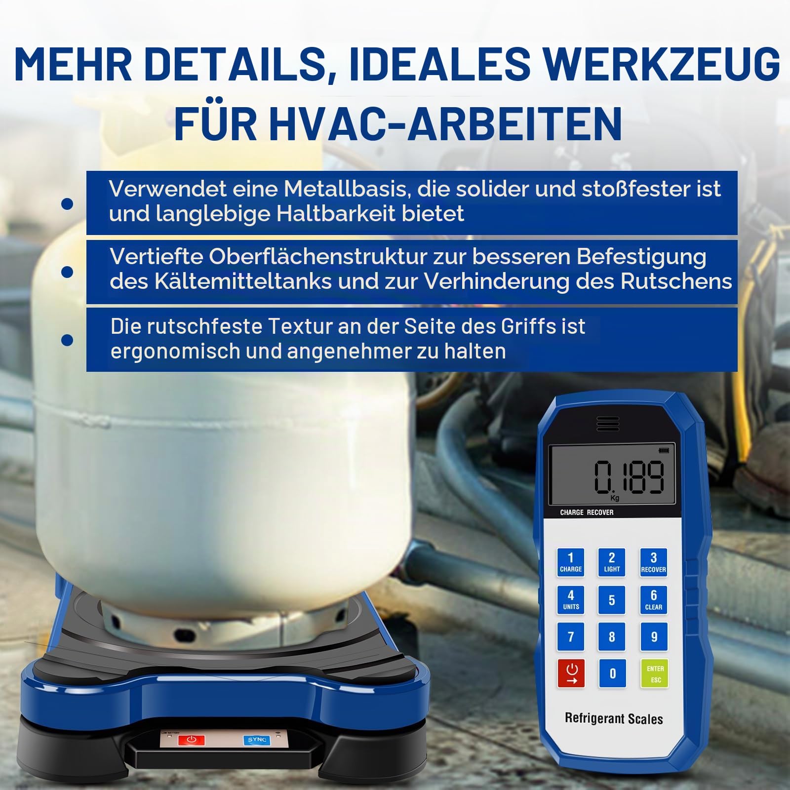 Kabellose Kältemittelwaage, digitale Freonwaage mit tragbarer Fernbedienung, Bluetooth-Ladewaage für Klimaanlagen, HVAC-Freonwaage mit tragbarem Koffer für Freon-Rückgewinnungsladung R32,R454B