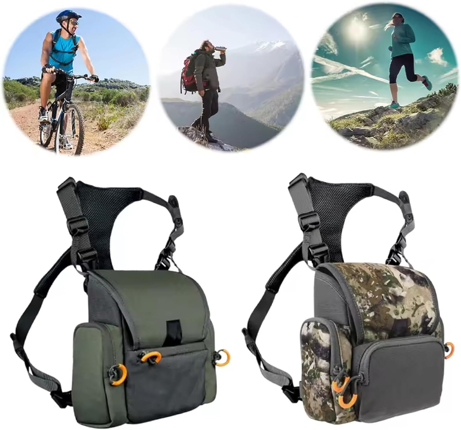 Breathable Binocular Harness with Multi-Pocket, Adjustable Waterproof Chest Pack for Hunting & Outdoor