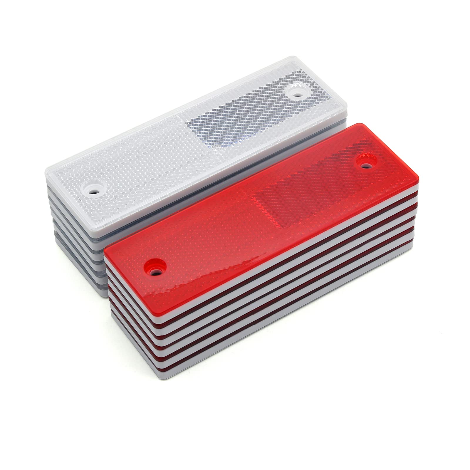 6" Rectangular Stick-on/Screw Mount Reflectors (Kit 2/White+Red)
