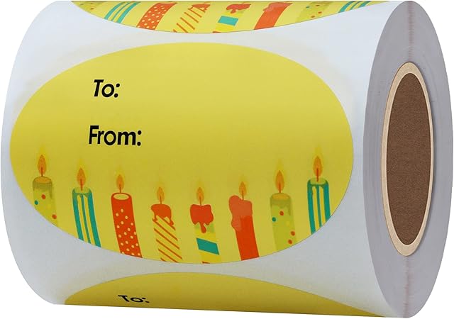 Hybsk Happy Birthday Gift Tag Stickers for Presents 2 x 3 Inch Oval Labels 300 Adhesive On a Roll