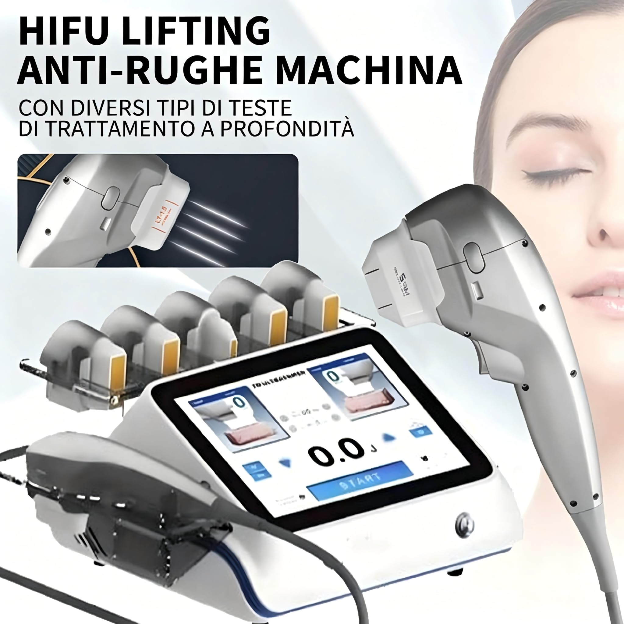 Macchina 7D HIFU Non Invasiva Lifting Viso Corpo Sonde 1.5-13mm Riduzione Rughe Certificata CE