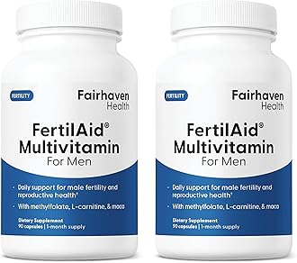 Fairhaven Health FertilAid for Men Fertility Supplements for Men Two Month Supply | Count, Motility Support Pre-Conception for Him | Male Fertility Support Includes L-carnitine, Zinc | 2 Bottles