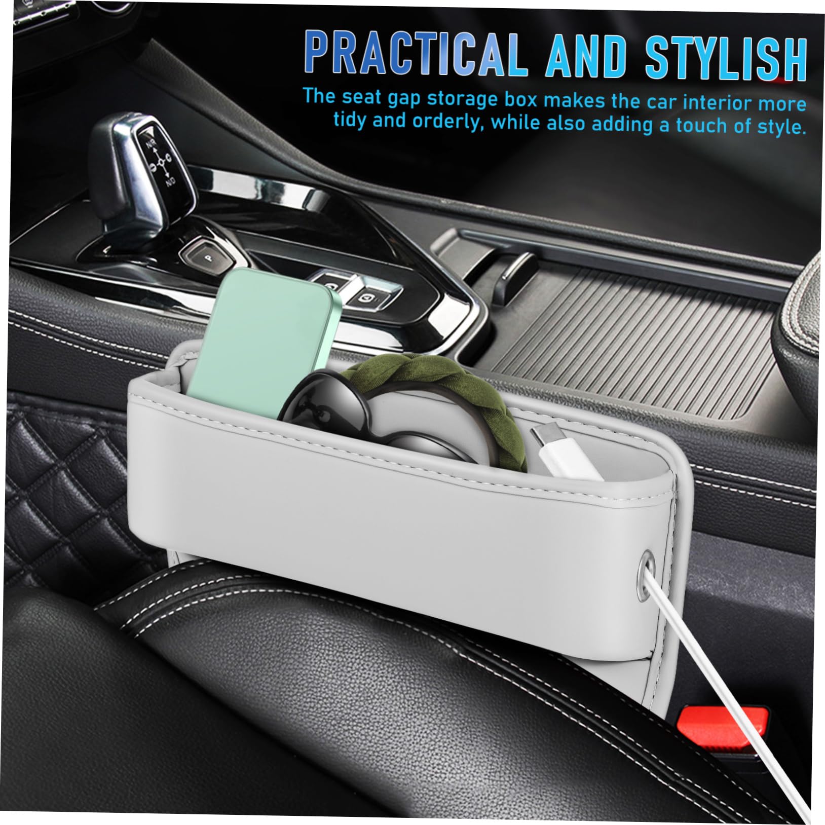 SOLUSTRE Caja de Almacenamiento Cuero 2 Piezas, para Asiento de Coche