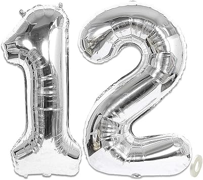 Silver Number Balloons Large Foil Mylar Balloons 40 Inch Giant Jumbo Number Balloons for Birthday Party Decorations Silver 12
