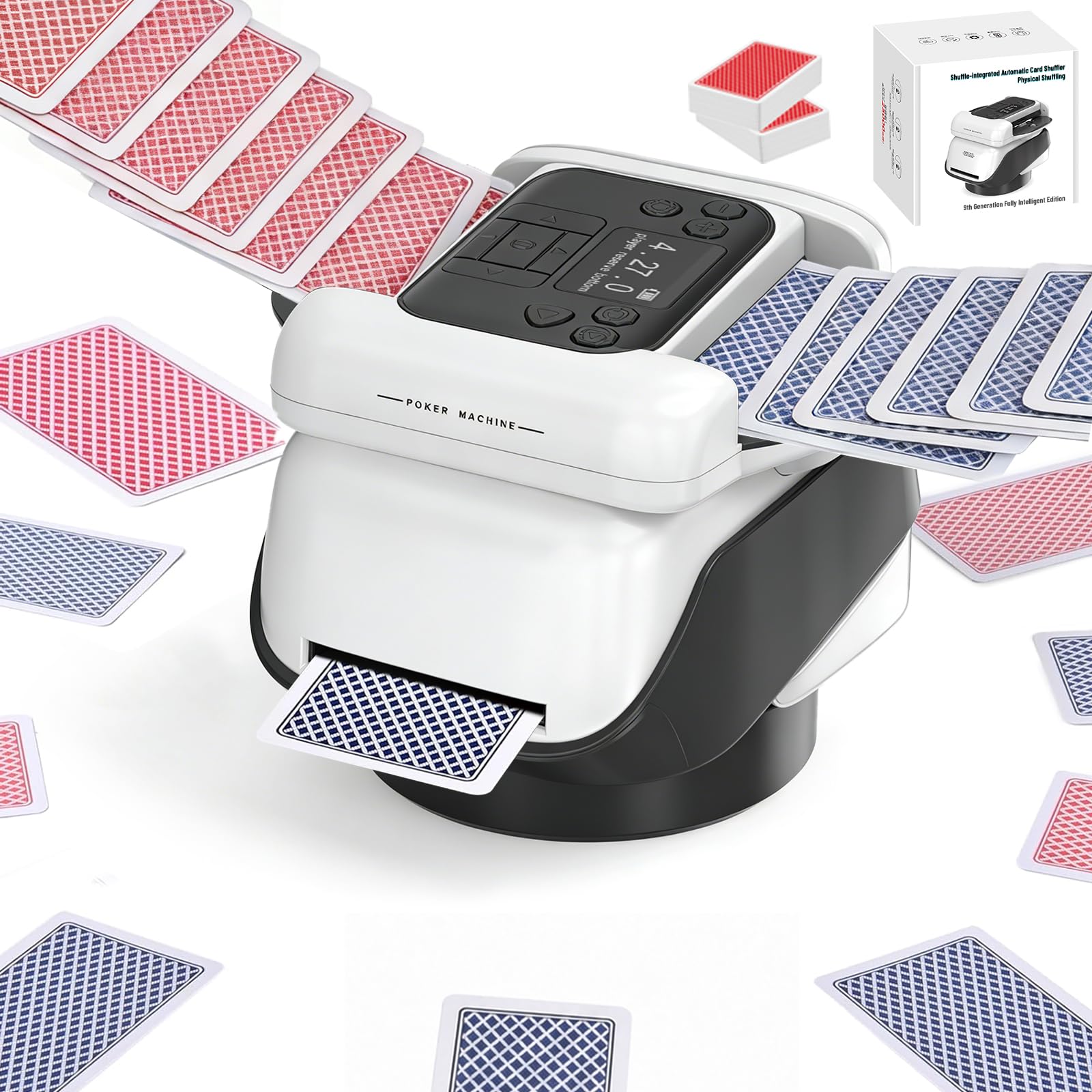 BeSokar Trasmettitore automatico di carte e mixer per carte con funzione di rotazione a 360°, allocazione personalizzabile per molti giocatori, angolo di uscita versatile, compatibilità (nero)