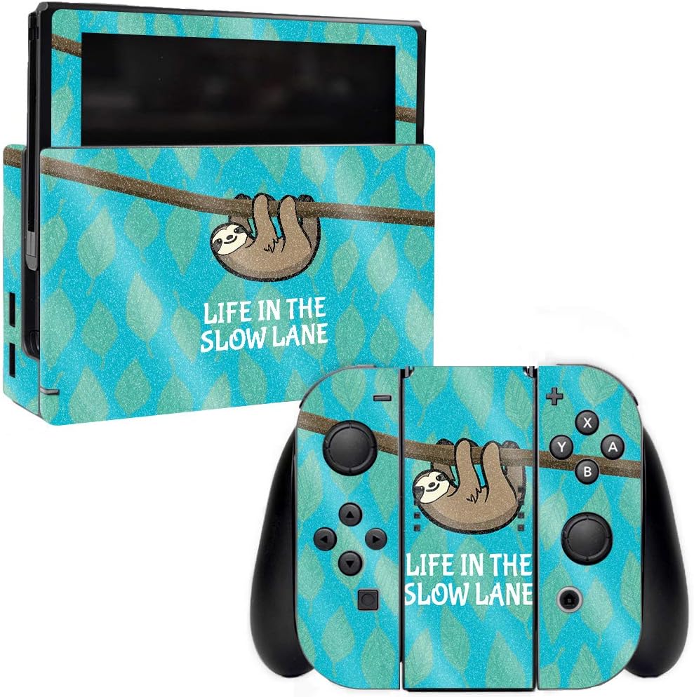 MightySkins Glossy Glitter Skin for Nintendo Switch - Slow Sloth | Protective, Durable High-Gloss Glitter Finish | Easy to Apply, Remove, and Change Styles | Made in The USA (GL-NISWI-Slow Sloth)