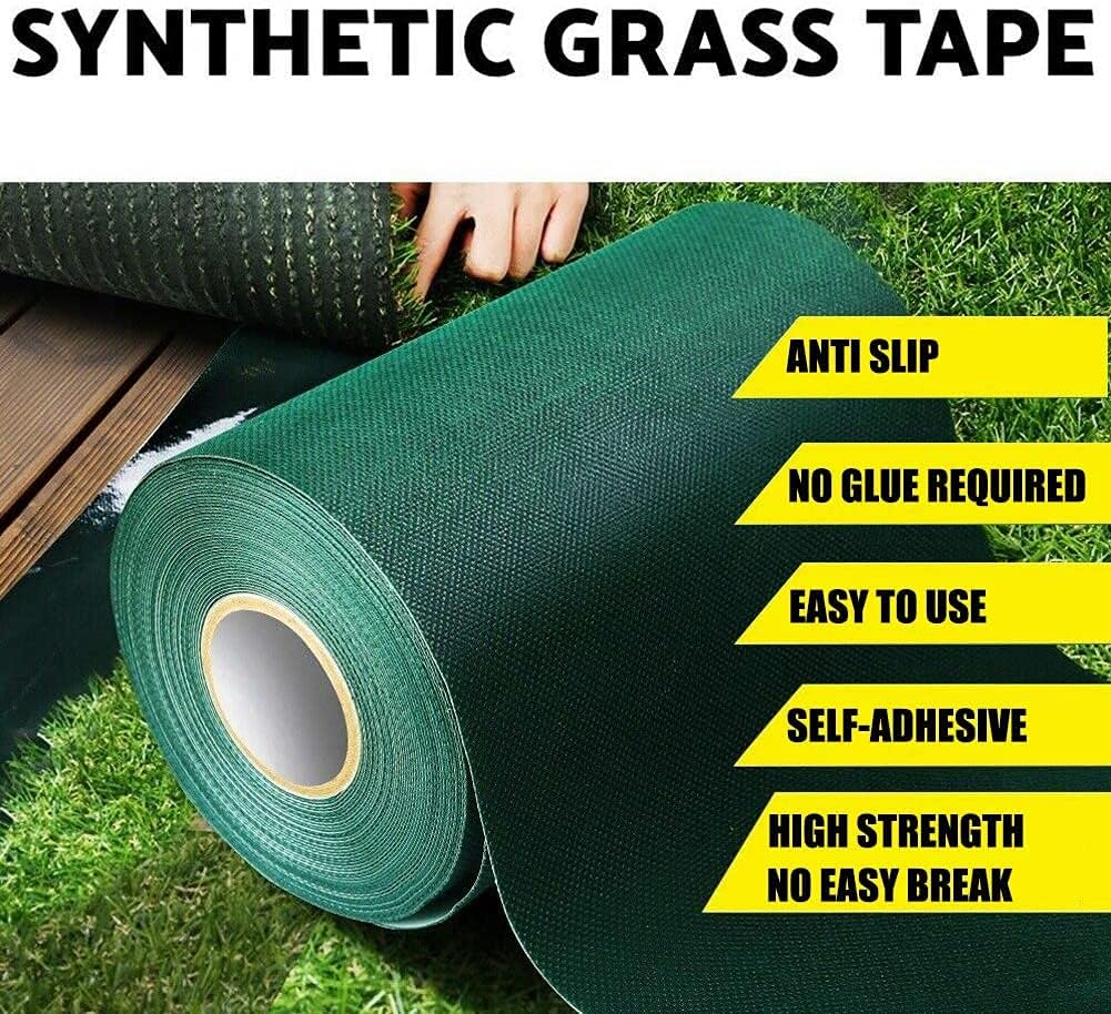 TYLife Artificial Grass Tape,6" X98'Self Adhesive Artificial Grass Seaming Tape,Synthetic Fake Grass Turf Tape for Lawn, Indoor Outdoor Carpet Jointing, Connecting Garden Pet Rug,Turf Mat