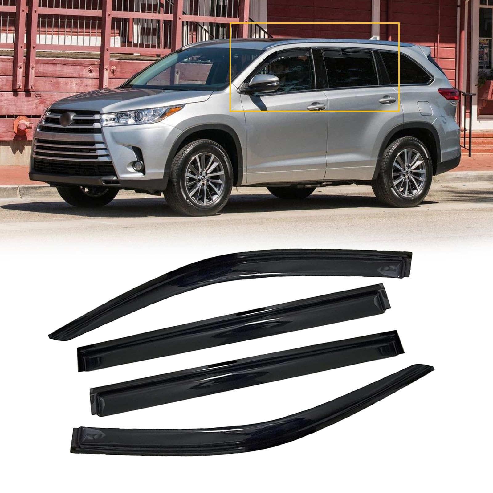 Photo 1 of CMVT Auto Window Visors for Toyota Highlander 2014-2019, Rain Guards Shields Vent Shade Deflector Dark Smoke 2015 2016 2017 2018, Tape-On, 4PCS