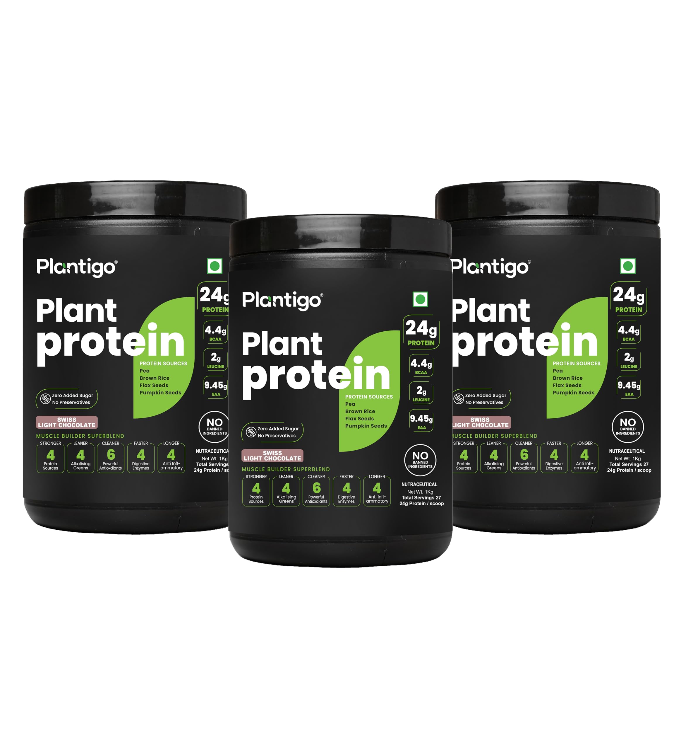 Plantigo Clean Plant Protein Powder | No Preservatives, No Banned Substances |Super Protein Blend- Pea, Brown Rice, Flax, Pumpkin 21SuperFoods Vegan Protein For Men, Women (Brazilian Chocolate - 1 Kg) — Amazon image 12