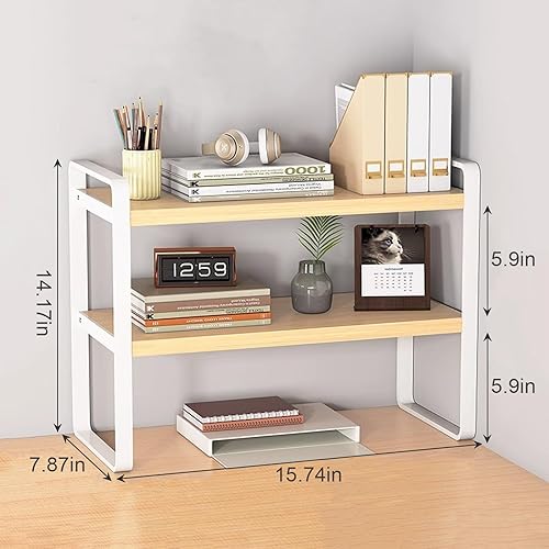 Miniatura 2 de Estante organizador de escritorio, estante de almacenamiento de oficina, estante de escritorio de computadora, estante de exhibición ajustable para