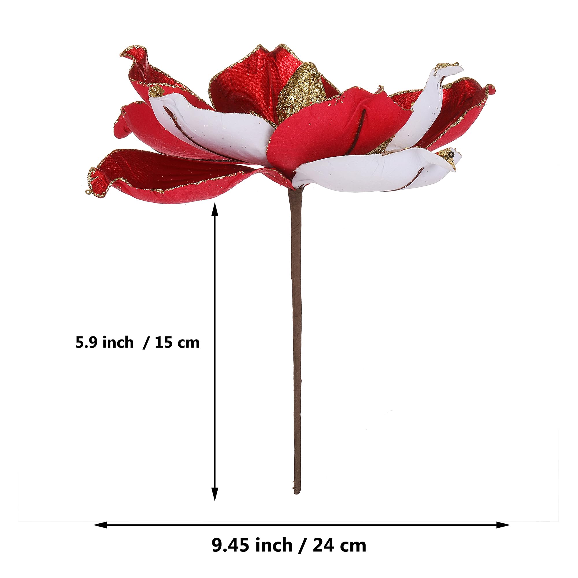 GL-Turelifes Fiori Di Natale Grandi Glitterati Da 29,8 Cm, 6 Pezzi, In