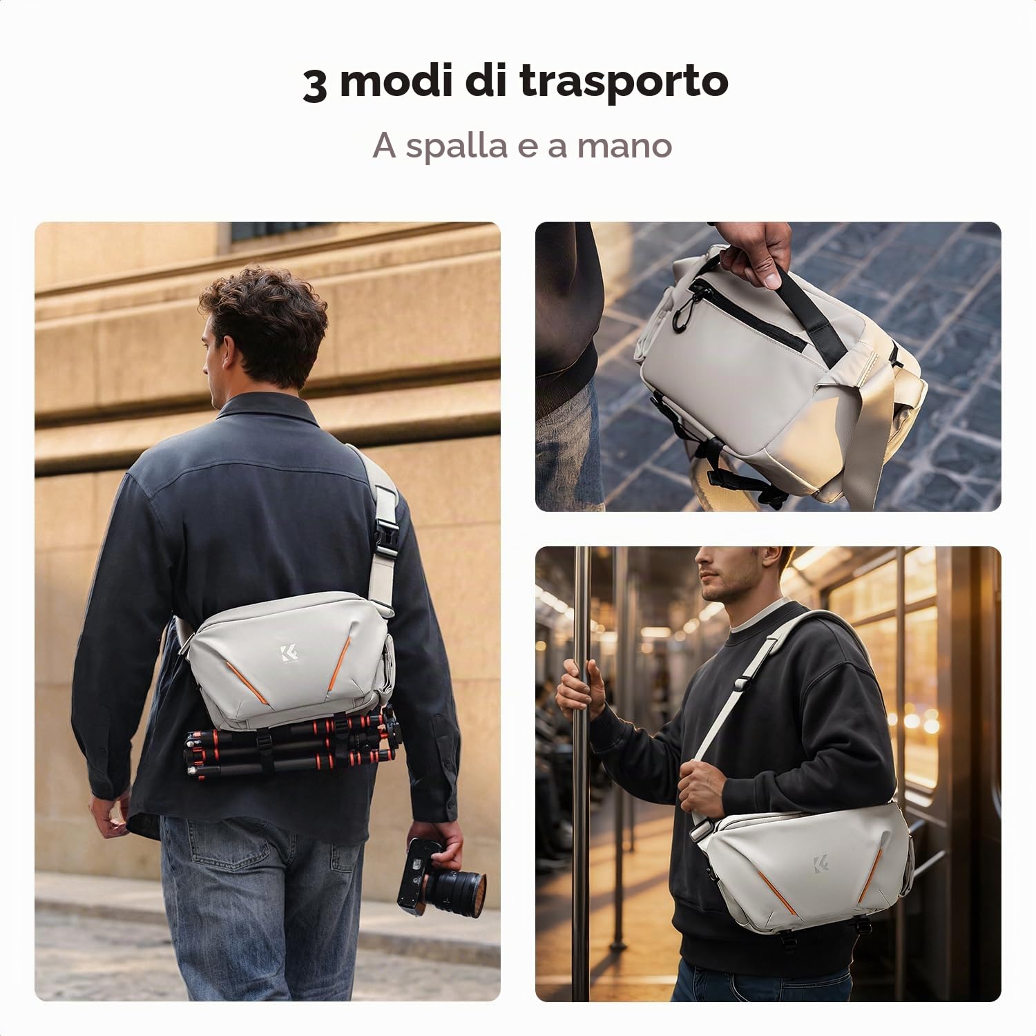 K&F CONCEPT Borsa a Tracolla per Fotocamera | tasca laterale ripiegabile, per uomo e donna, per Canon/Sony/Nikon/DSLR/mirrorless, BS19