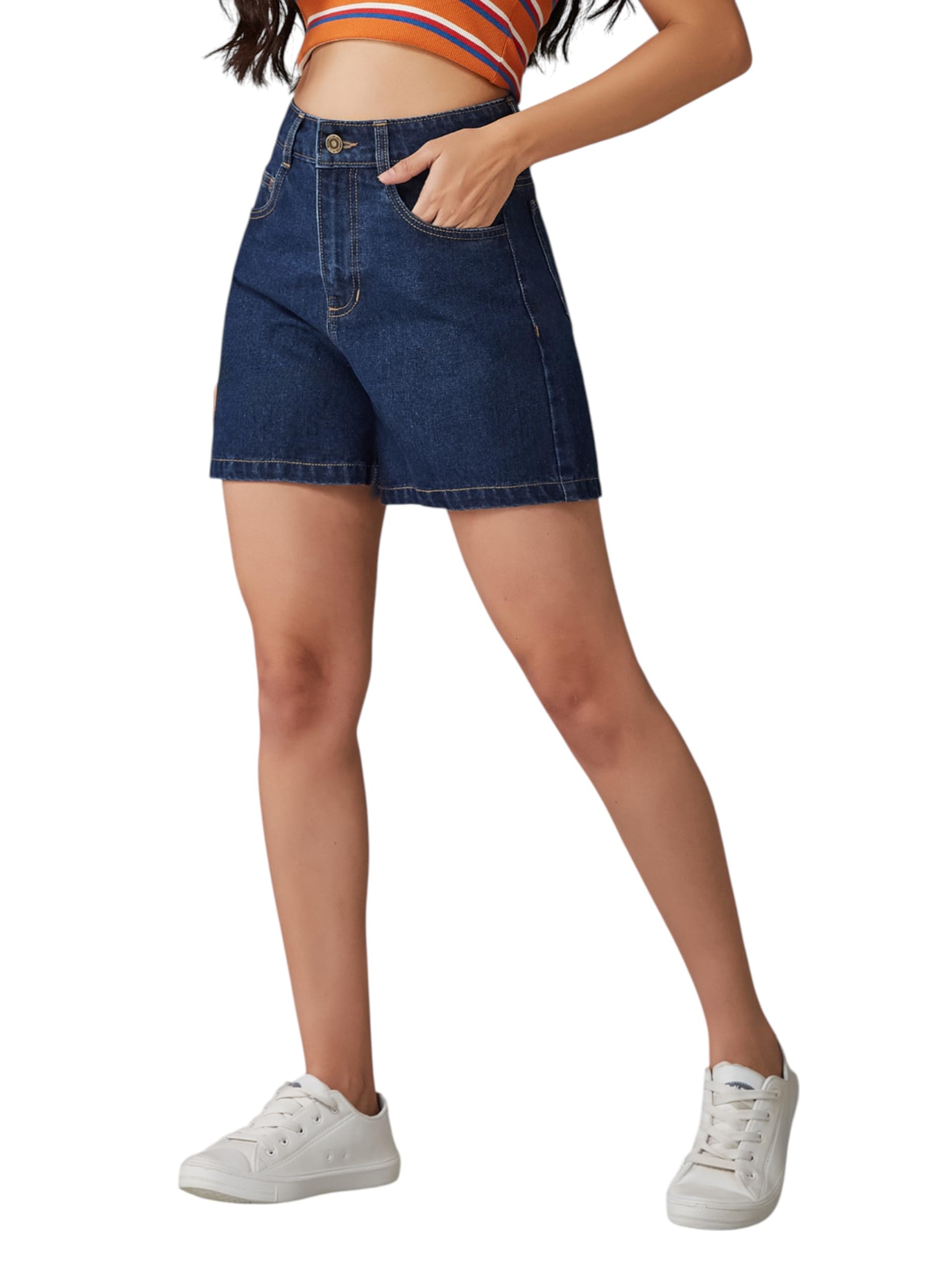 dolce crudo Women's Regular Fit Mid Rise Midi Denim Skirt (DOSS23DEN09-12-522-38, Peacock Blue, 38)-picture-29