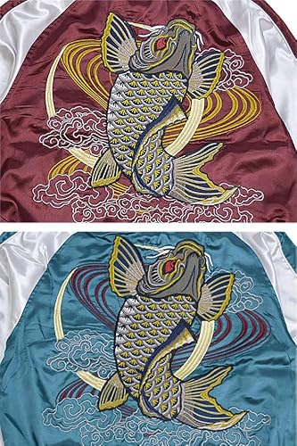 Amazon | (おぼろ)朧 鯉スカジャン(9033801) (ブラック×シルバー