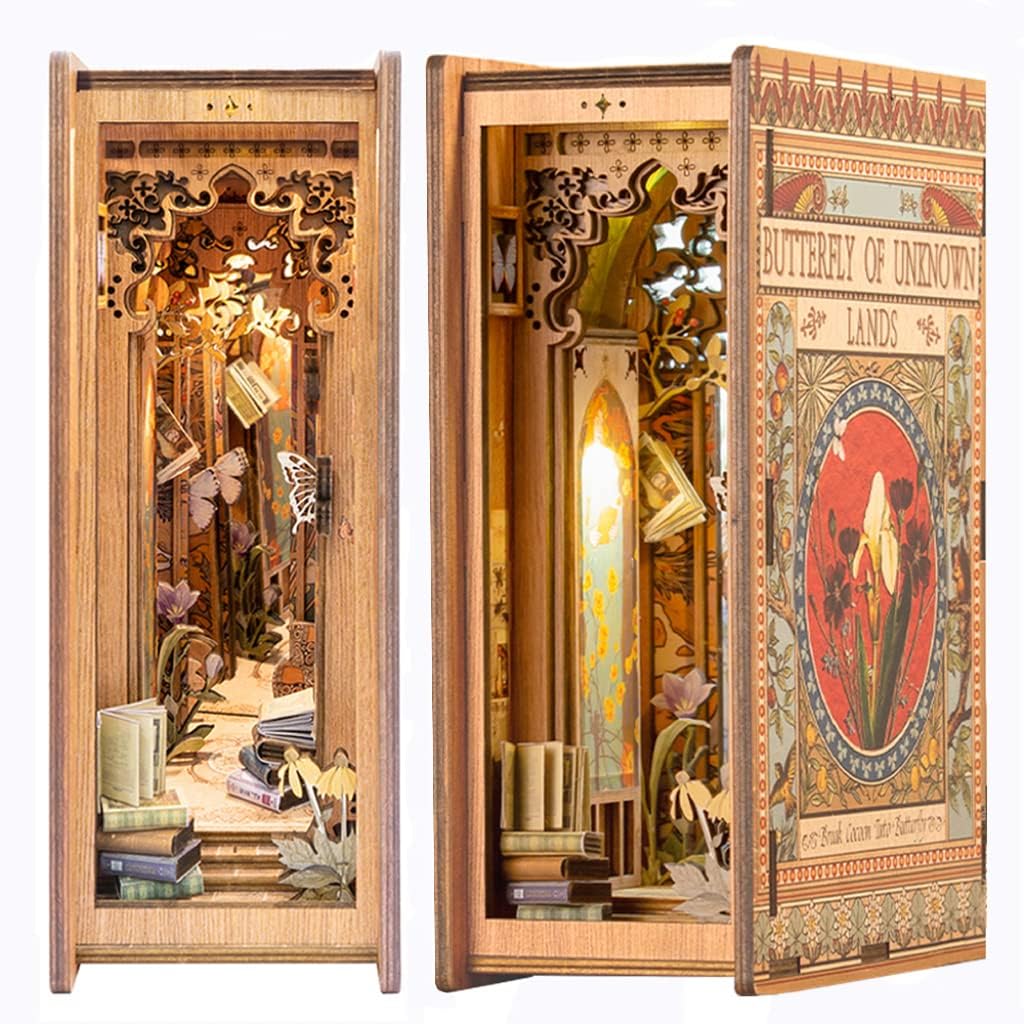 CUTEBEE Book Nook - 3D Puzzle Japanse Stijl DIY Poppenhuis Kit, Boekenplankdecoratie, Ideal Cadeau voor familie en vrienden (Sakura O kimono shop