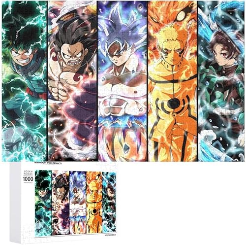 Miniatura 1 de Zixxuil Five Anime - Rompecabezas de madera de 1000 piezas, juego de rompecabezas altamente difícil, ideal para decoración del hogar para niños,