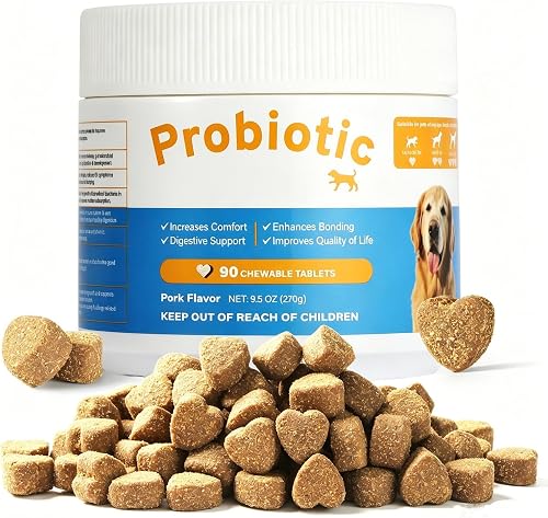 68% off promo code for Dog Probiotic Chewable Tablets with Prebiotic & Digestive Enzymes, Daily Gut Supplement for All Breed Dogs, Pork Flavor 90 on Amazon