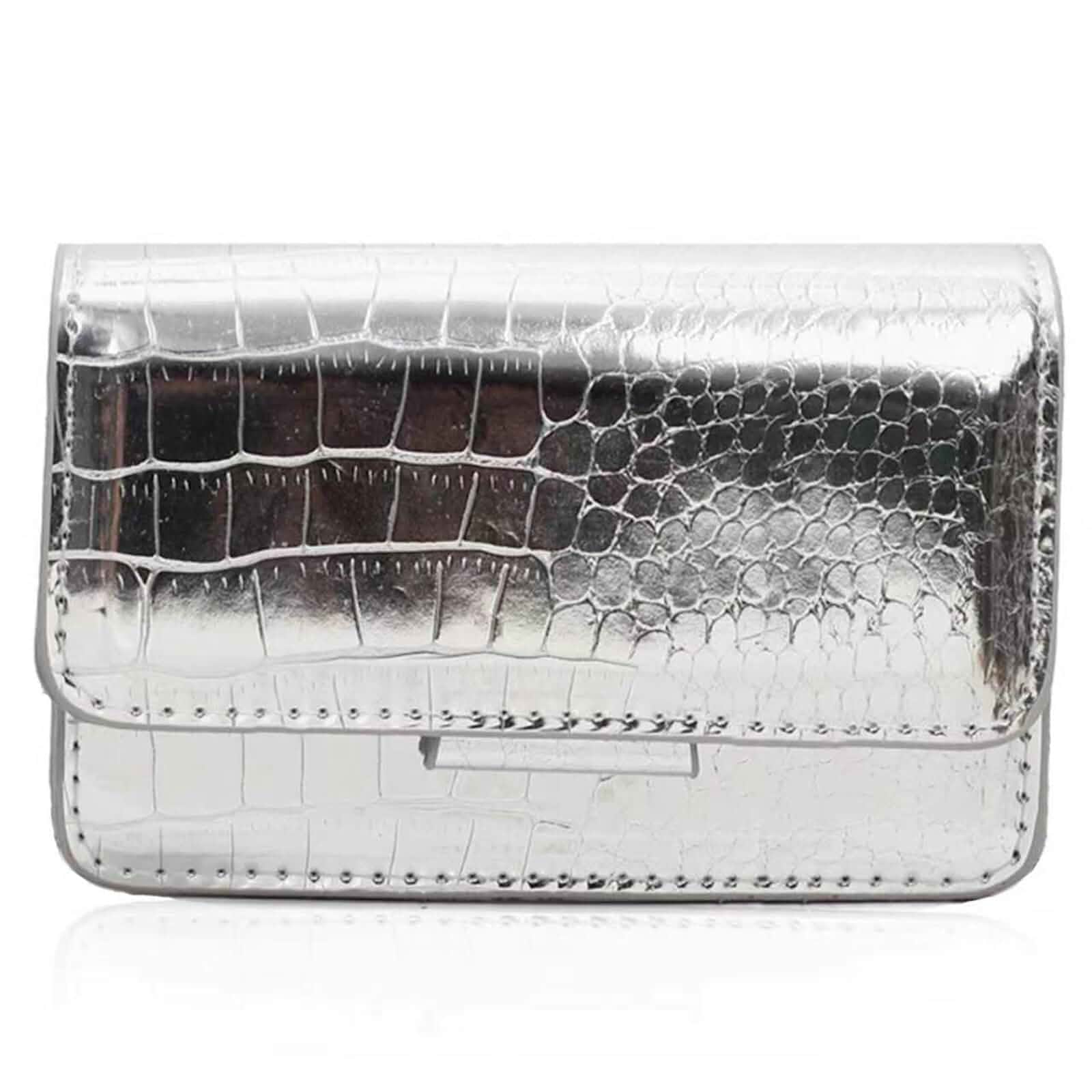 GRUMOTA Small Crossbody Purse Bag for Women,Y2K Cute Metallic Croc Handbag