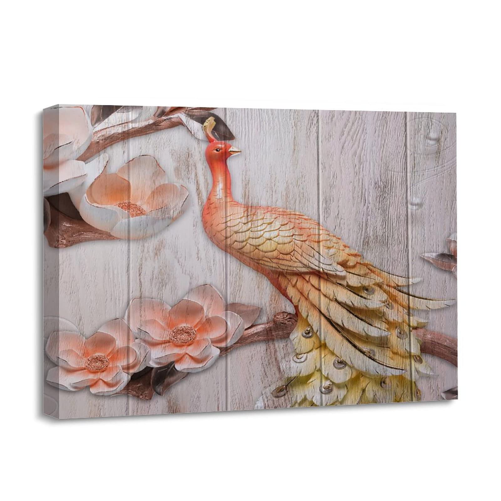 Cuadro de pavo real enmarcado para decorar una sala elegante y moderna 8