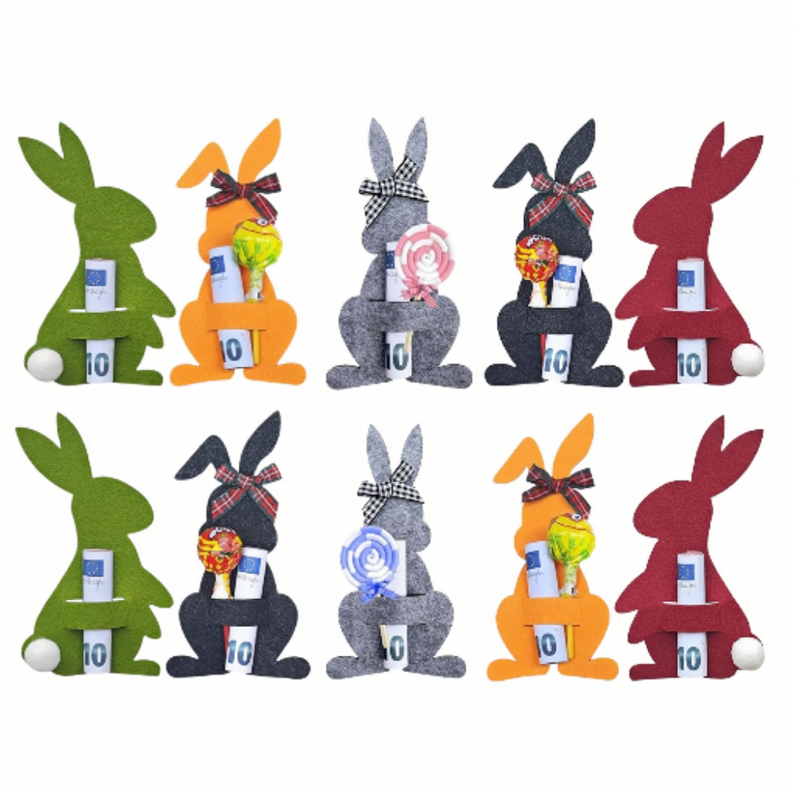 Ostern Geldgeschenke Set mit 10 Filzdekorationen Geldgeschenk Verpackung Filz Osterhasen Ostereier Geschenk Lustige Osterdekoration zum Verschenken für Geld,A2