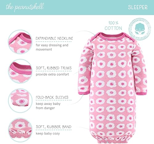 Miniatura 5 de The Peanutshell Conjunto de ropa y accesorios para niña recién nacida, juego de regalo de canastilla de 16 piezas, trajes de 0 a 3 meses, Rosado