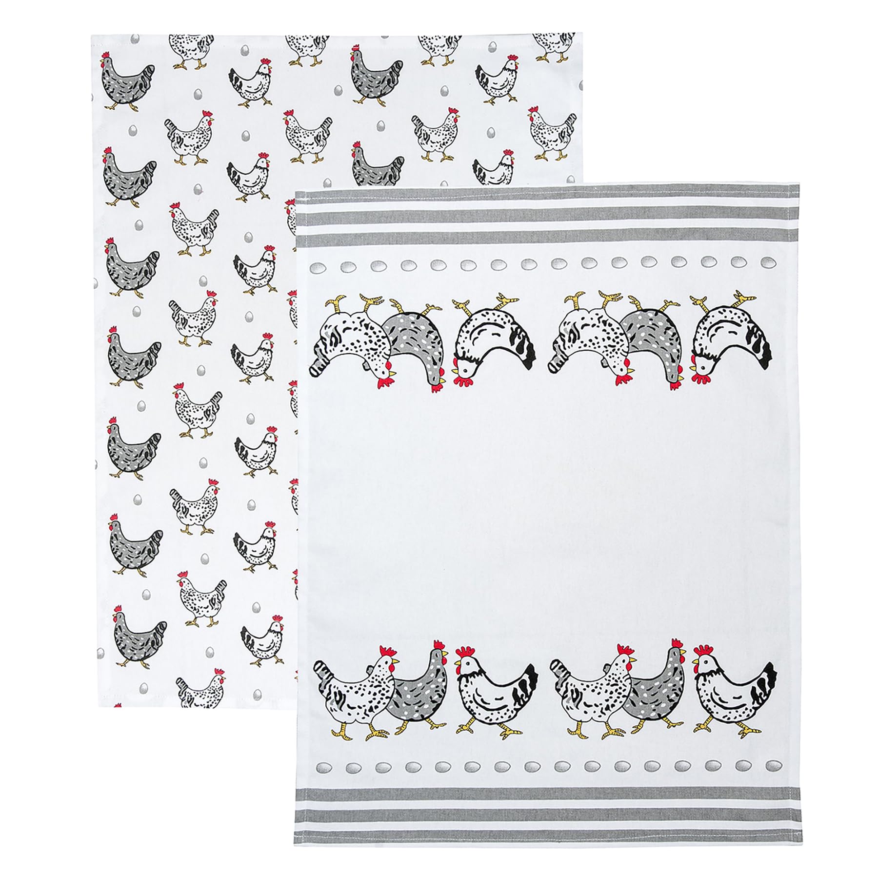 SPOTTED DOG GIFT COMPANY Paños de Cocina 100% Algodón 70cmx50cm, Juego de 2 Trapos de Cocina con Gallina, Accesorios Cocina y Regalos Originales para los Amantes de Las Animales