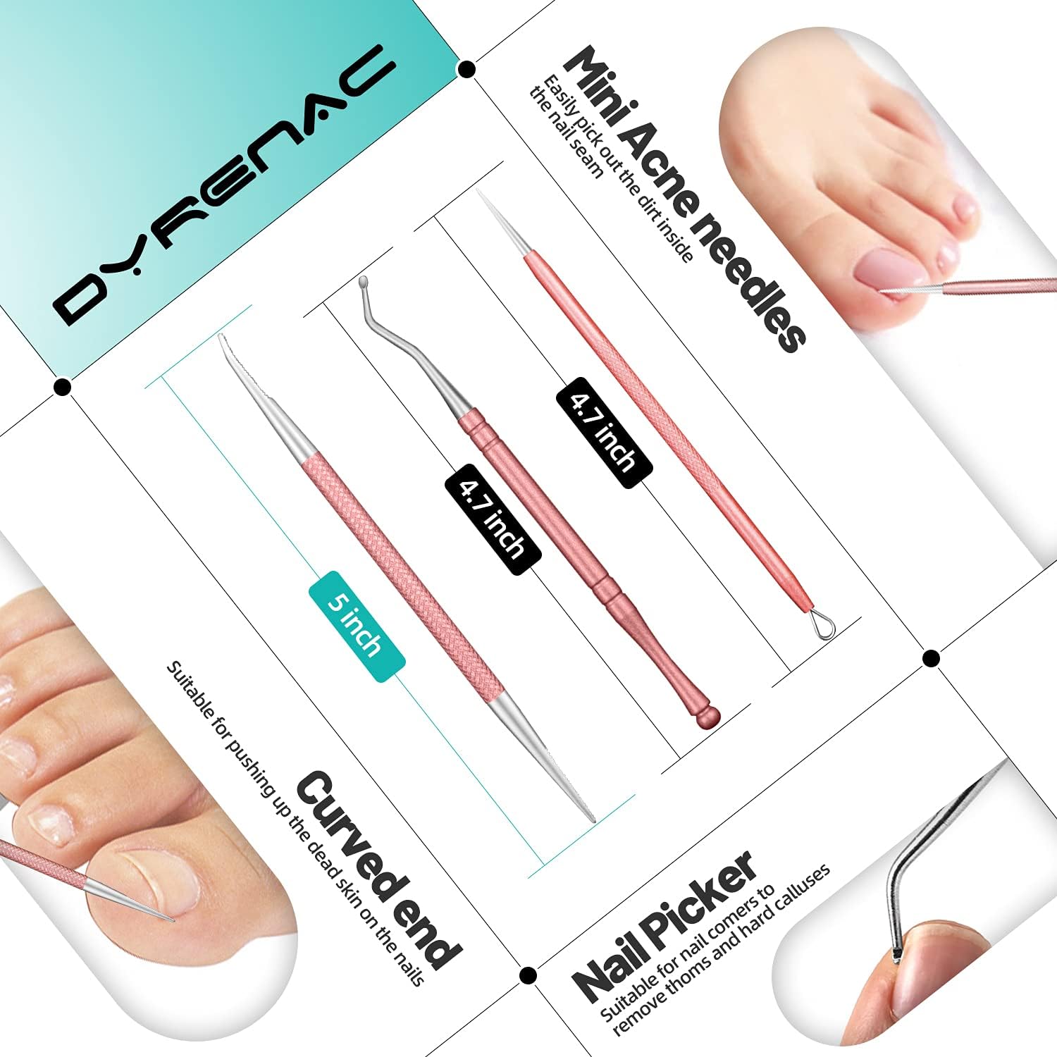 Toenail Clippers,Podiatrist Large Nail Clippers Set for Thick Nails and Ingrown Toenails Treatment tools, Stainless Steel Sharp Curved Blade Grooming Pedicure Tools Kit for Women, Men & Seniors (Pink) : Beauty & Personal Care