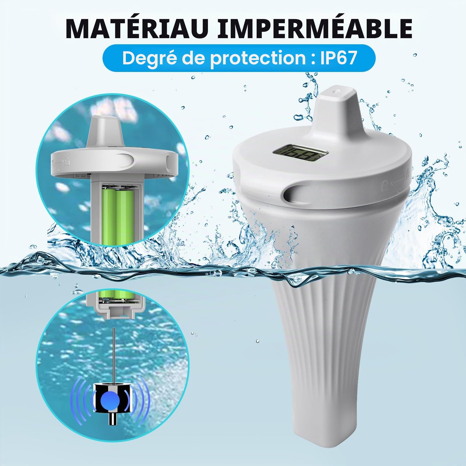 Thermomètre numérique sans fil pour piscine, écran LCD, thermomètre flottant