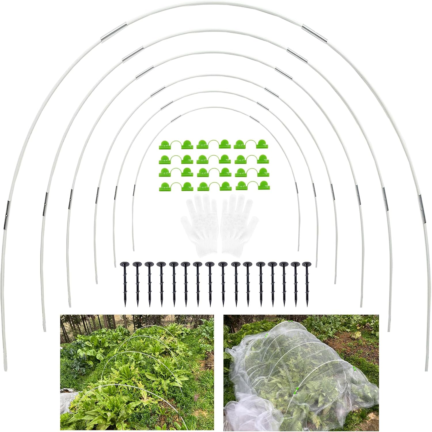30Pcs Garden Hoops for Netting Raised Bed, Greenhouse Hoops Frame