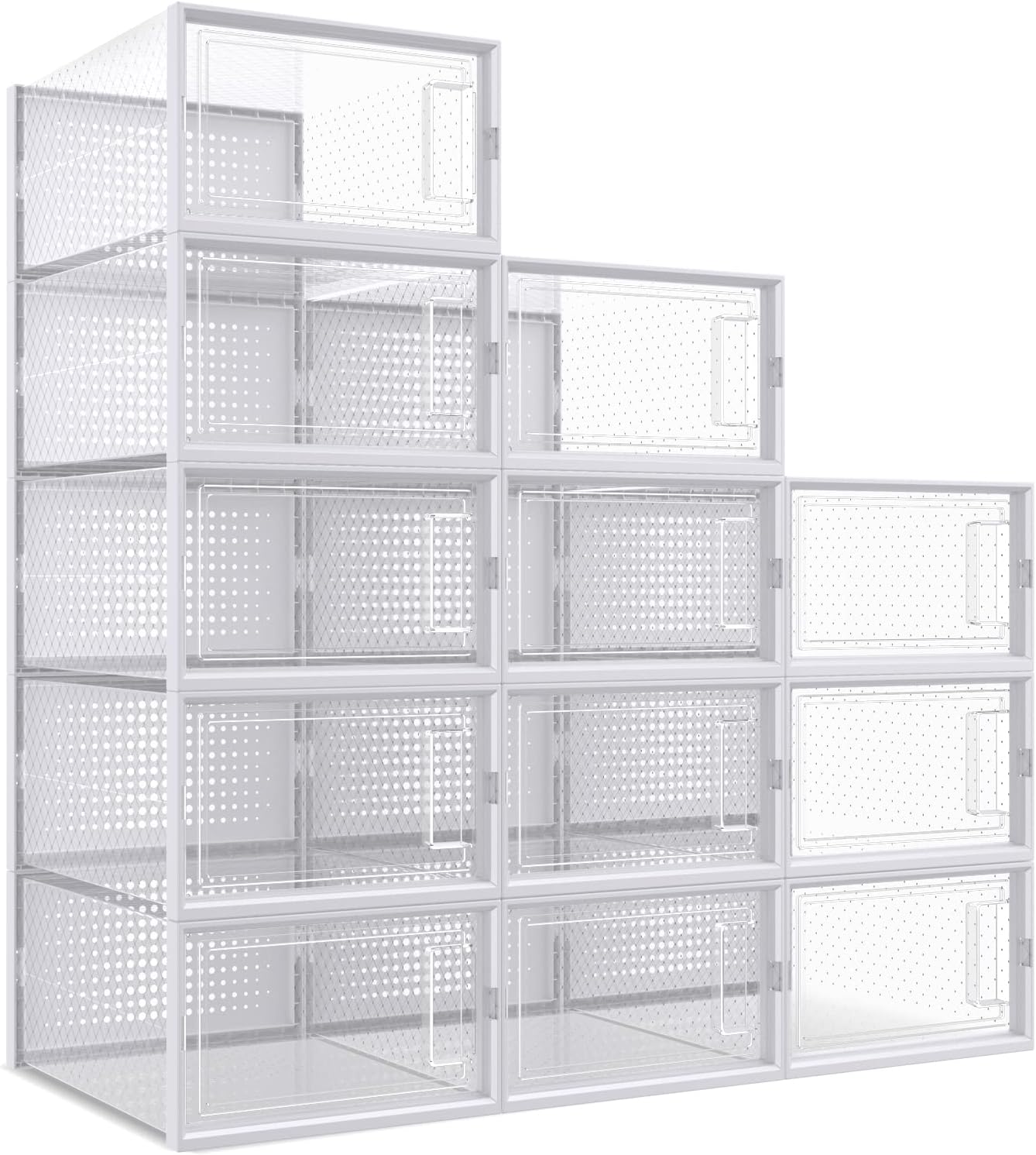Seseno 12 Pack Shoe Storage Boxes, Clear Plastic Stackable