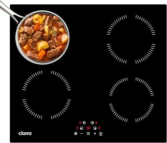 CDV 6000W Built-in Induction Cooktop 4 Burners, 24 Inch Electric Cooktop Touch Control Ceramic Glass Plate 9 Power Levels Fast Heating Safety Child Lock