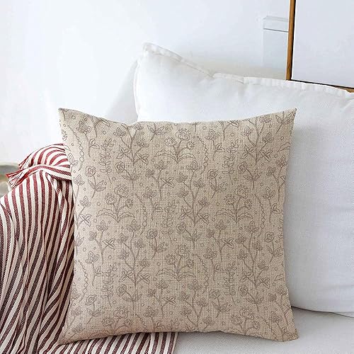 Decorative Throw Pillow Case Farmhouse Pattern Brown Beautiful Jacobean Floral