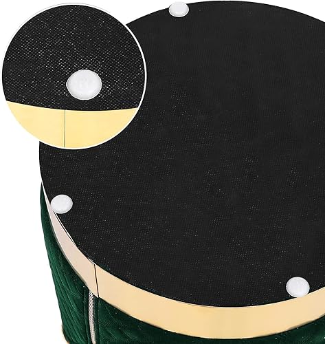 Miniatura 6 de Asense Taburetes tapizados otomanos redondos de terciopelo con base chapada en oro, taburete de maquillaje para sala de estar, dormitorio, Redondo