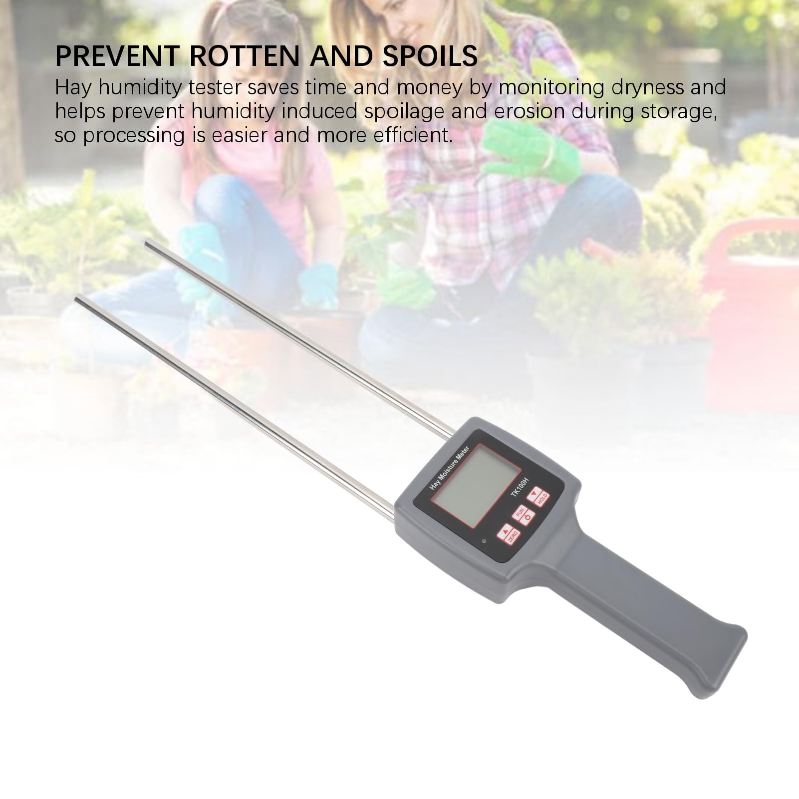 Tnfeeon Misuratore di umidità Portatile Tester di umidità ABS con Sonda Precisione da 0 a 80% per Medica da Foraggio e Leymus Chinensis Agricoltori di Stoccaggio Allevatori